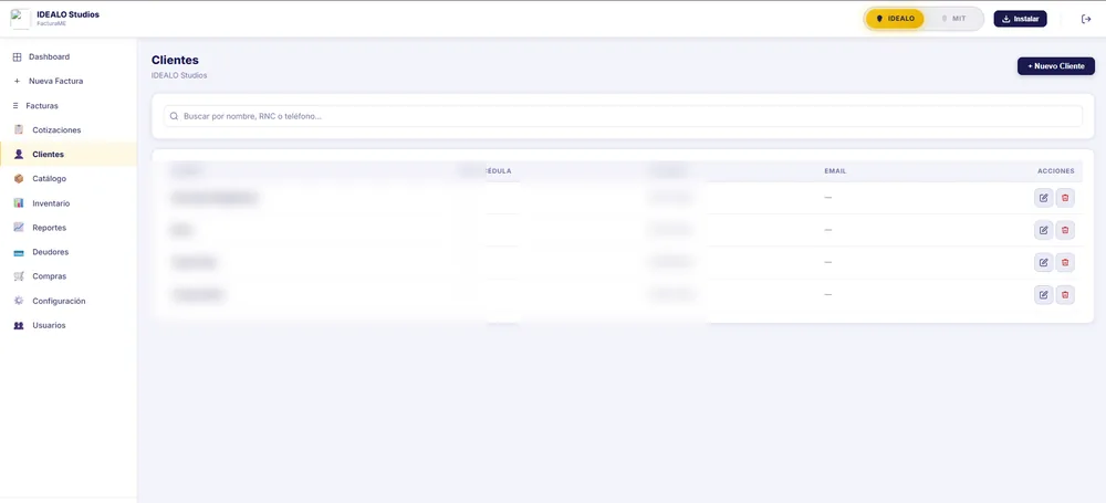 FacturaME · gestión de clientes